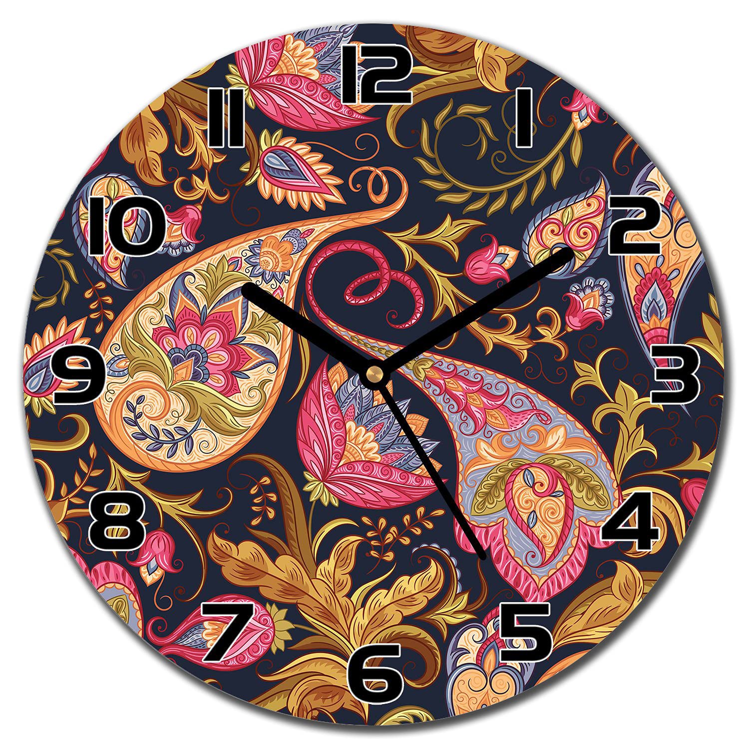 Horloge en verre lisible pour cuisine avec aiguilles noires 30 cm