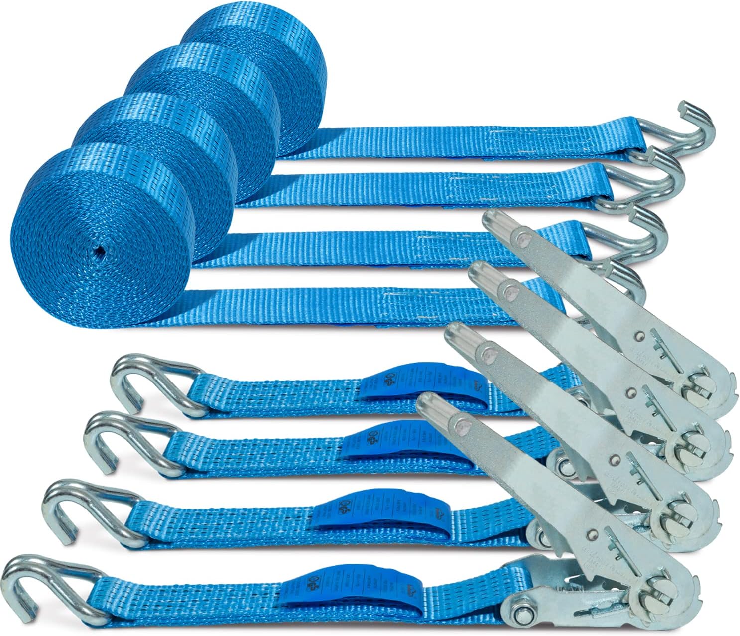 Easy4straps Ratchet Straps 4 Pack, 8mx50mm Tie Down Straps, 5000dan