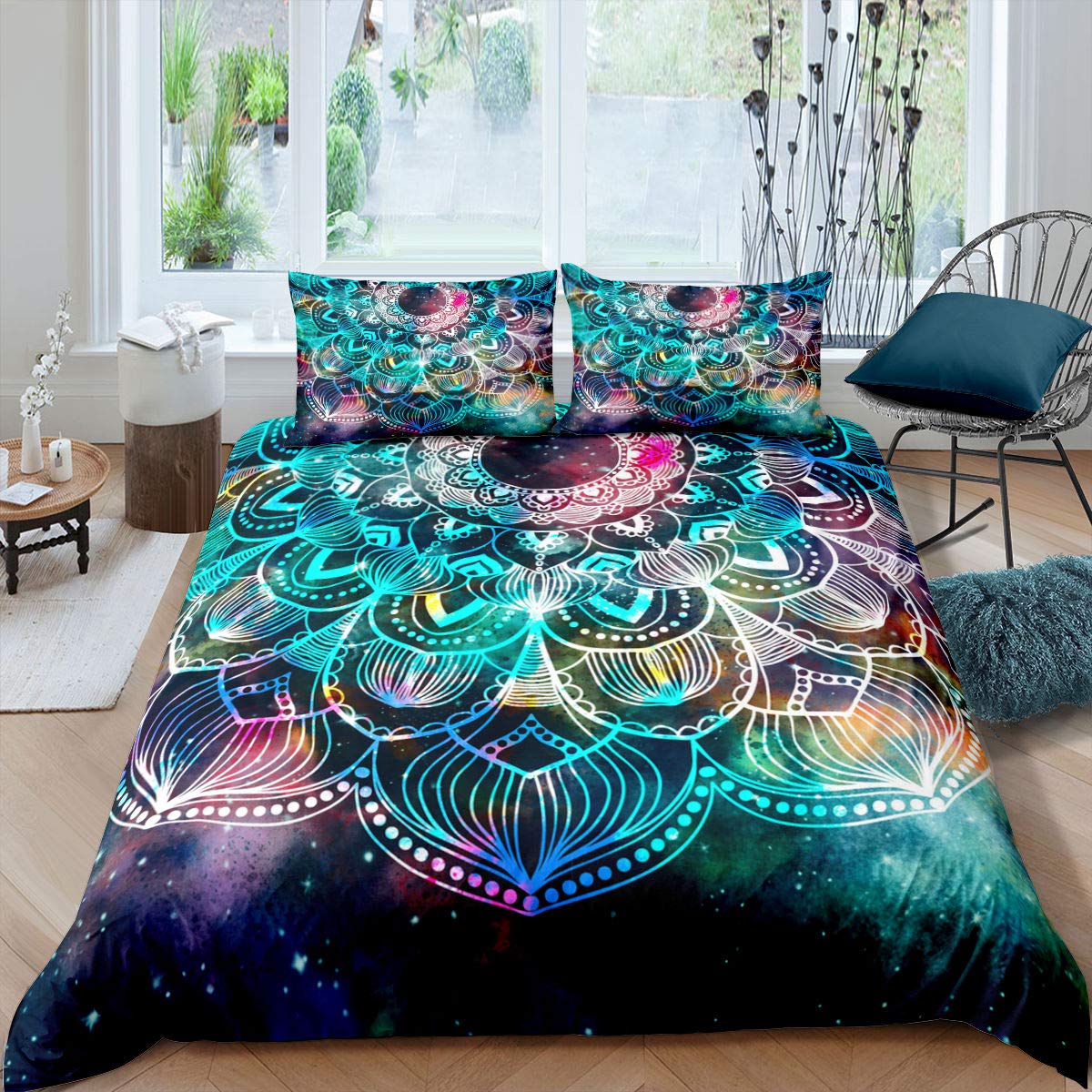 Housse de couette Super King Size de qualité supérieure au design lotus tribal