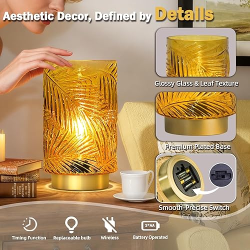 Miniatura 6 de Lámpara de mesa con pilas, lámparas inalámbricas para decoración del hogar, luz nocturna a pilas con bombilla LED con temporizador, luces