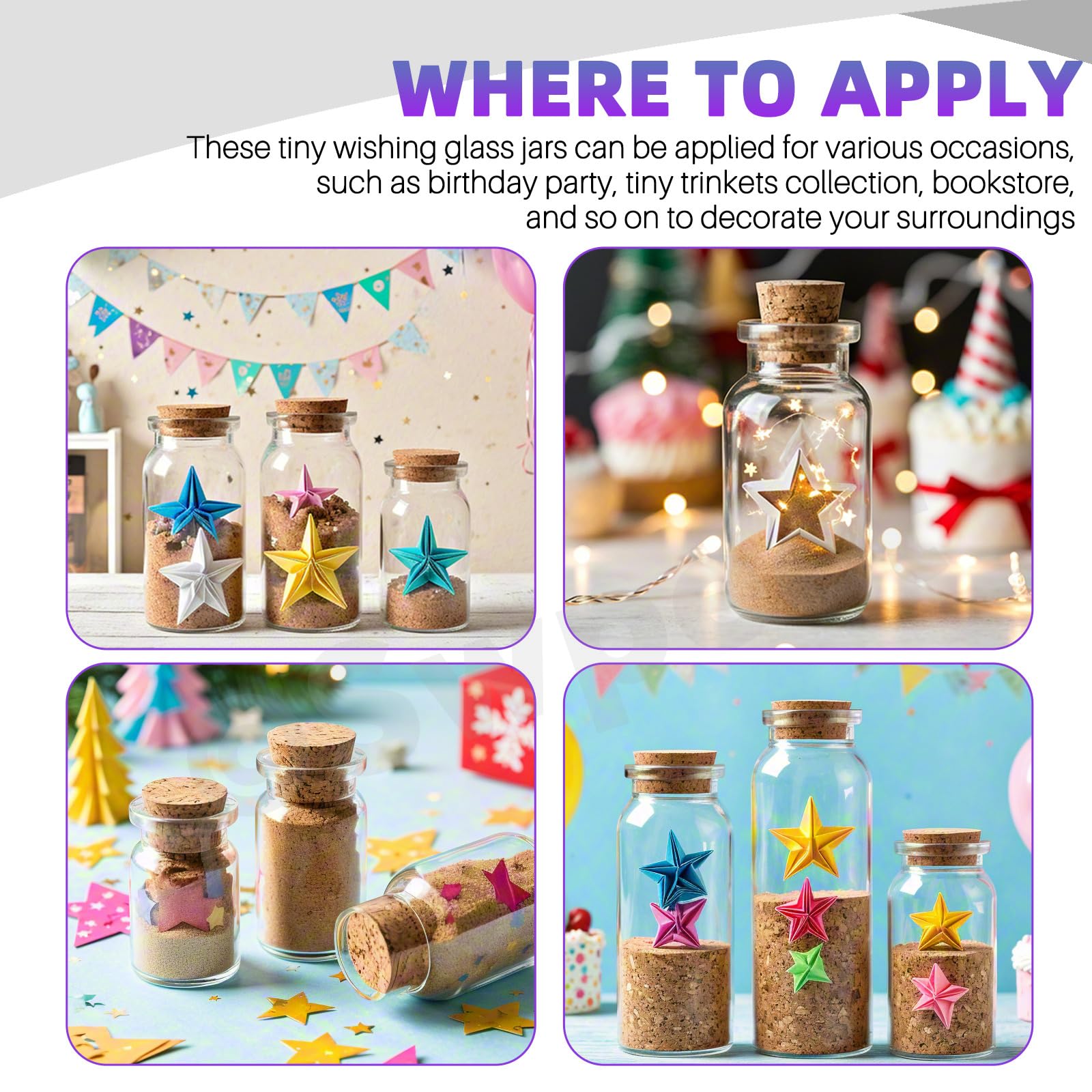 Swpeet 82Pcs 5Shapes Mini Glass Bottles with Cork Stoppers, Eye Screws, Twine and Lobster Claw Clasps Assortment Kit - Image 4