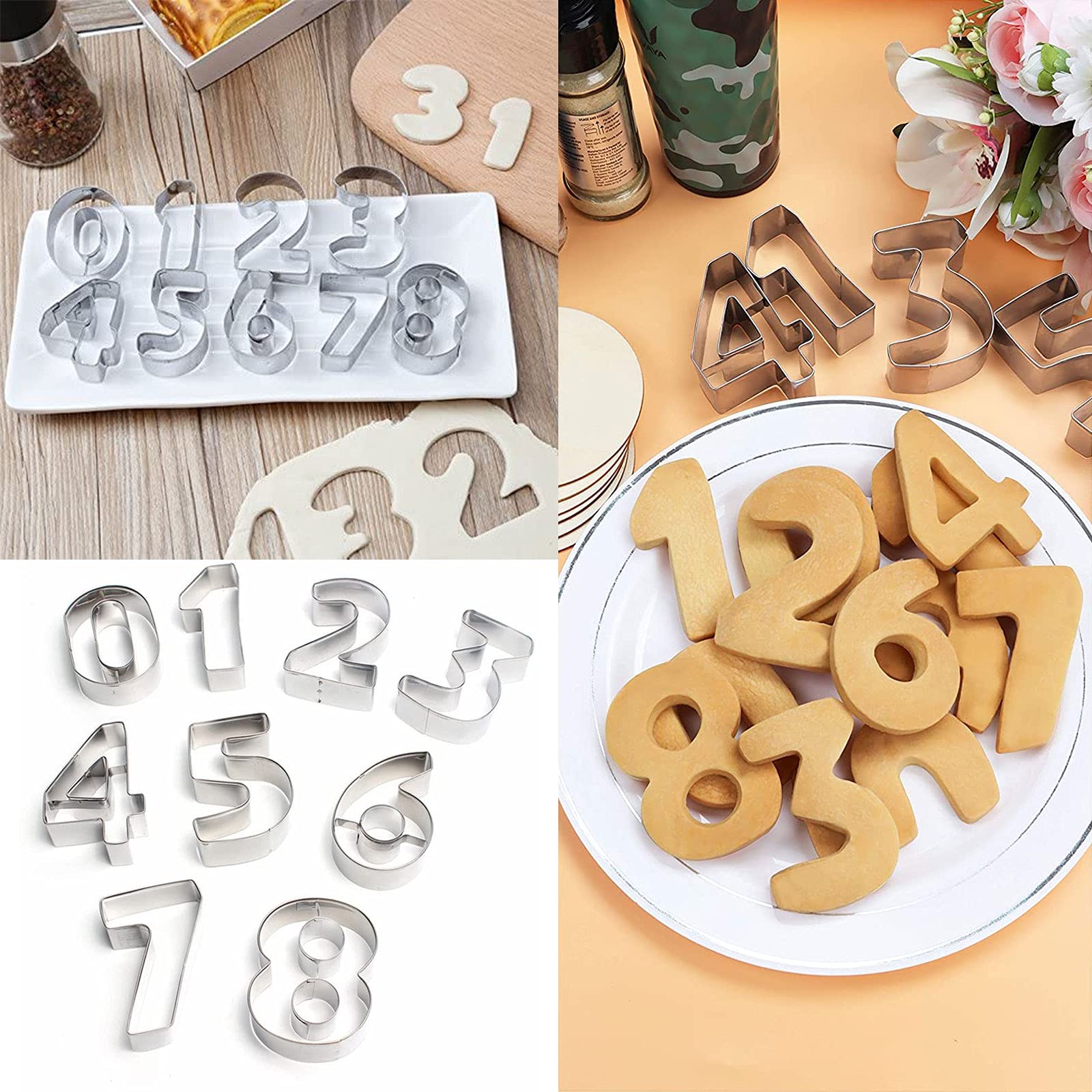 10-teiliges Edelstahl Zahlen-Ausstecher Set – Fondant & Keksausstecher Für Backen, Zahlen 0 Bis 9