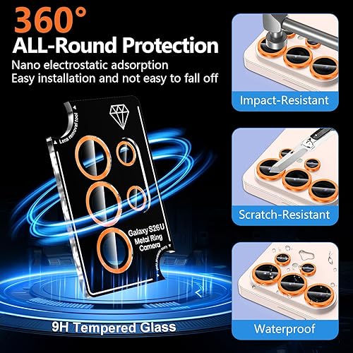 Vista 498 de para Samsung Galaxy Z Flip 7 Protector de Lente de Cámara, Cubierta de Lente de Vidrio Templado con Anillo de Metal Individual, [Fuerte Adhesión] 1