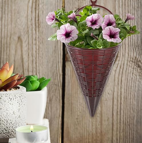 Miniatura 5 de Cestas colgantes de ratán, 5 unidades, cesta colgante de cono, maceta colgante de cono, maceta colgante de mimbre, maceta de techo de mimbre, cestas