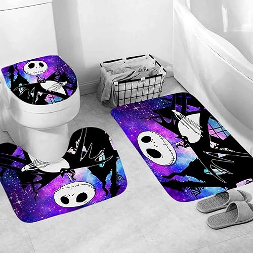 Miniatura 3 de DDS-DUDES Juego de 4 cortinas de ducha de Navidad para niños, decoración de Halloween con 12 ganchos de cortina para baño, impermeable, 71 x 71