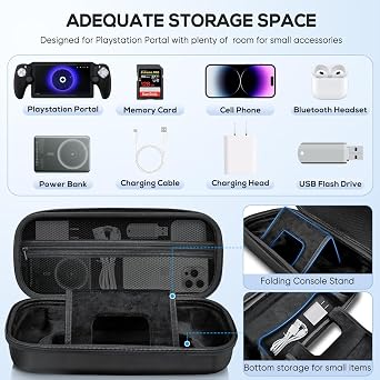 KINWIN 10 in 1 Carring Case Accessories Bundle for PlayStation Portal Black