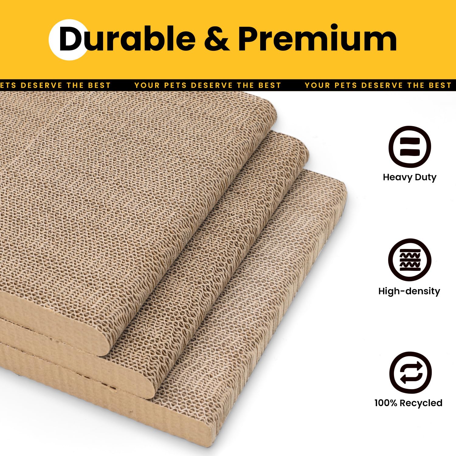 Tiragraffi Per Gatti Conlun - Forma A L, 58cm, In Cartone Resistente, Da Parete, Legno Chiaro - Foto 5