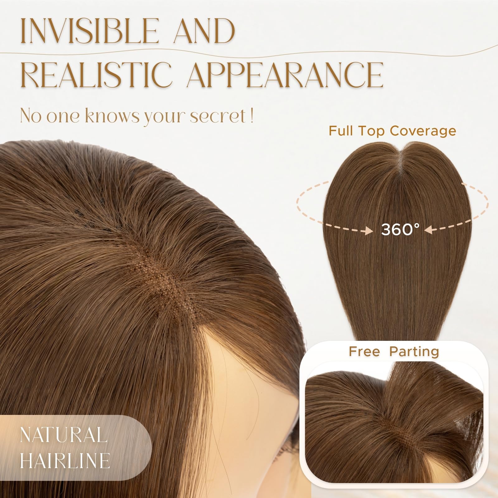 MY-LADY Topper Capelli Veri Donna Invisibile Marrone Cioccolato 40g 35cm