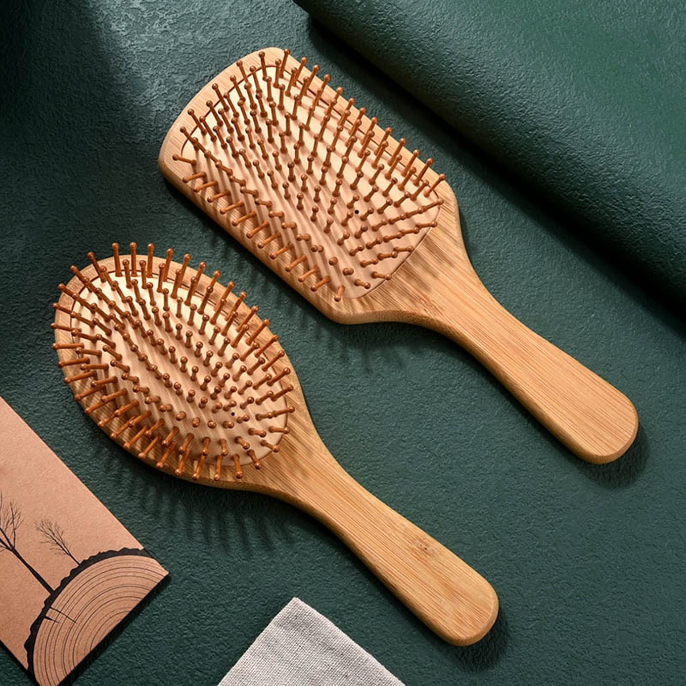 Cepillo de Madera de Moda para el Cabello, Peine de Masaje con cojín de Aire antiestático desenredante para Mujeres, desenredante alisador (B 24 cm)