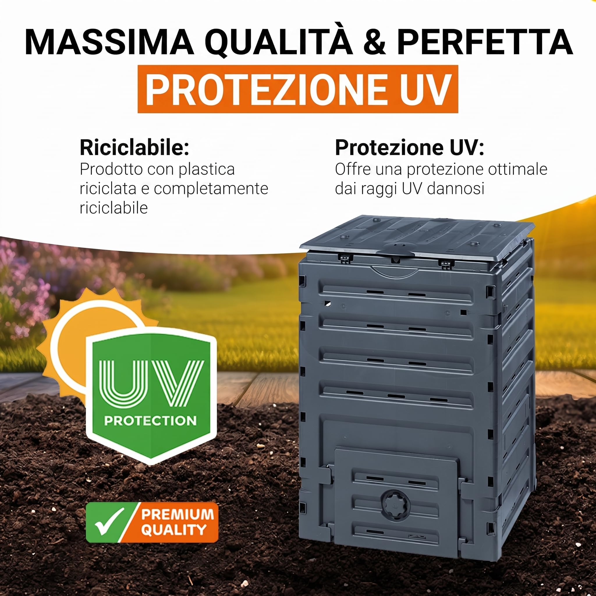 GARANTIA ECO-MASTER compostiera in plastica 300 litri nero