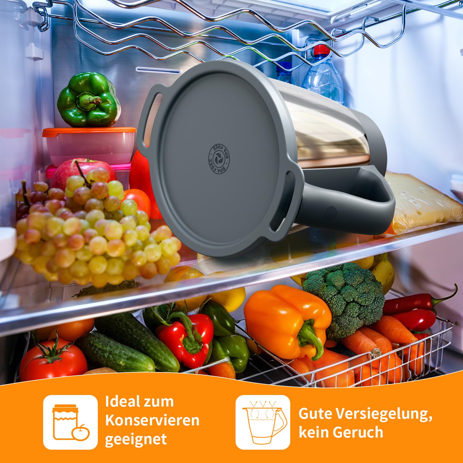 OTOmitra Silikondeckel Für Thermomix TM6 & TM5 – Wiederverwendbarer Frischhalte-Deckel, BPA-frei, Hitzebeständig Bis 200°C, Luftdicht, Spülmaschinenfest – Zubehör Für Gärung, Transport & Lagerung