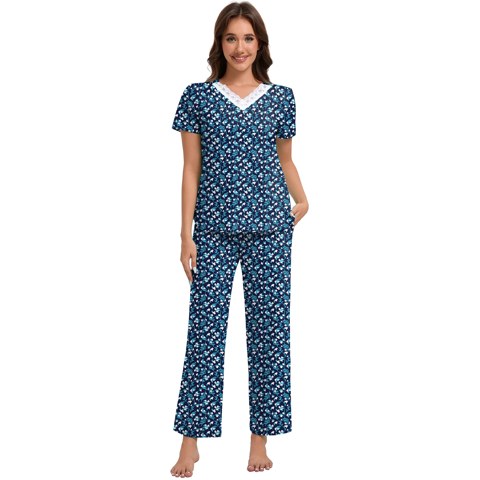 IZZY TOBY Cotton Pajama Sets Soft Sleepwear Pjs Set for Women
