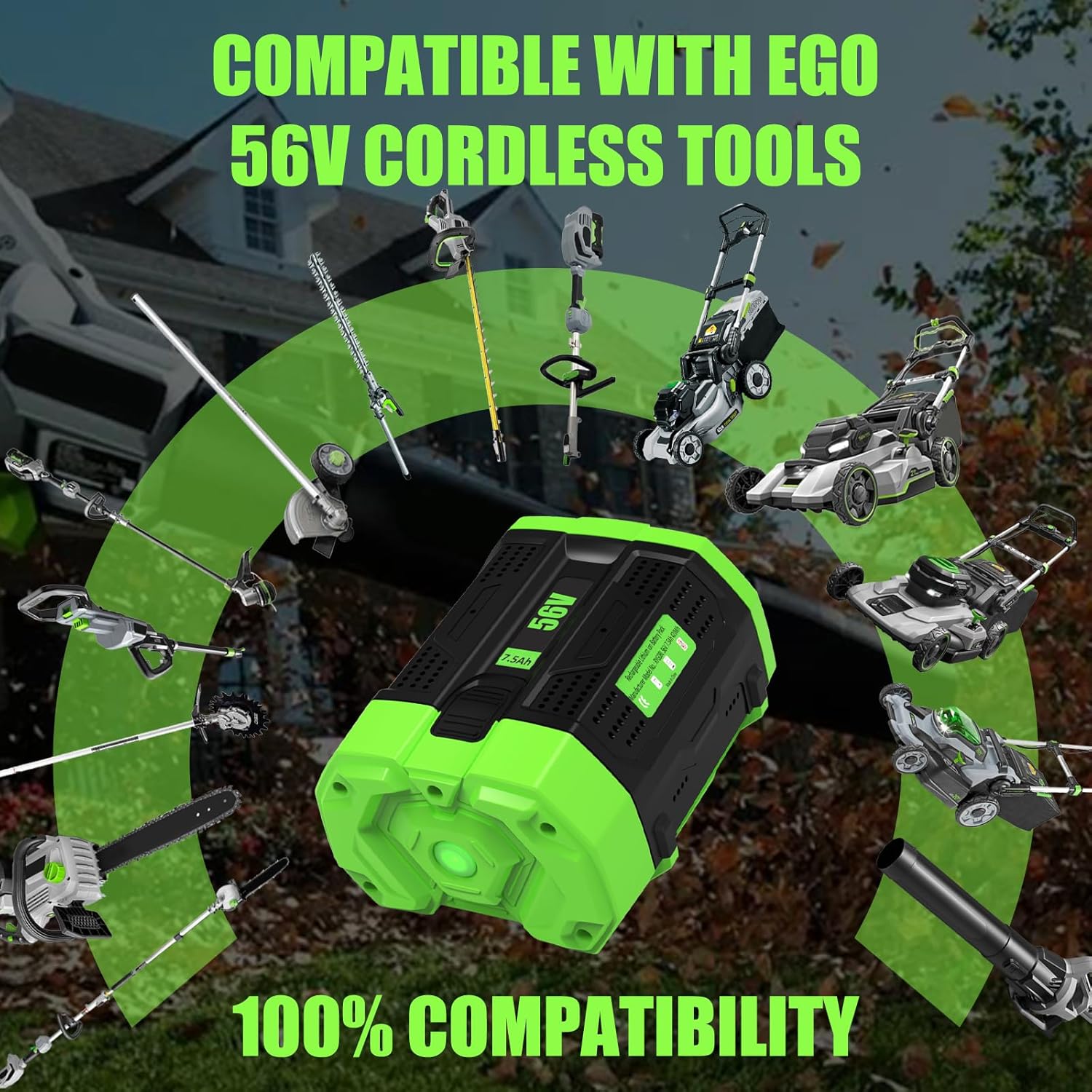 1Pack 7500mAh 56Volt Lithium ion Battery Replacement for EGO 56V Battery 7.5Ah Compatible with EGO Battery 56V Cordless Tools (Black)