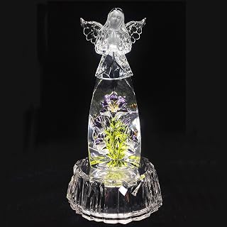 DARMOMOON Acrylic Praying Angel Flower Fairy Figurine Statue Sculpture Figurine LED Lighted Home Table Desk Decorative Ornament