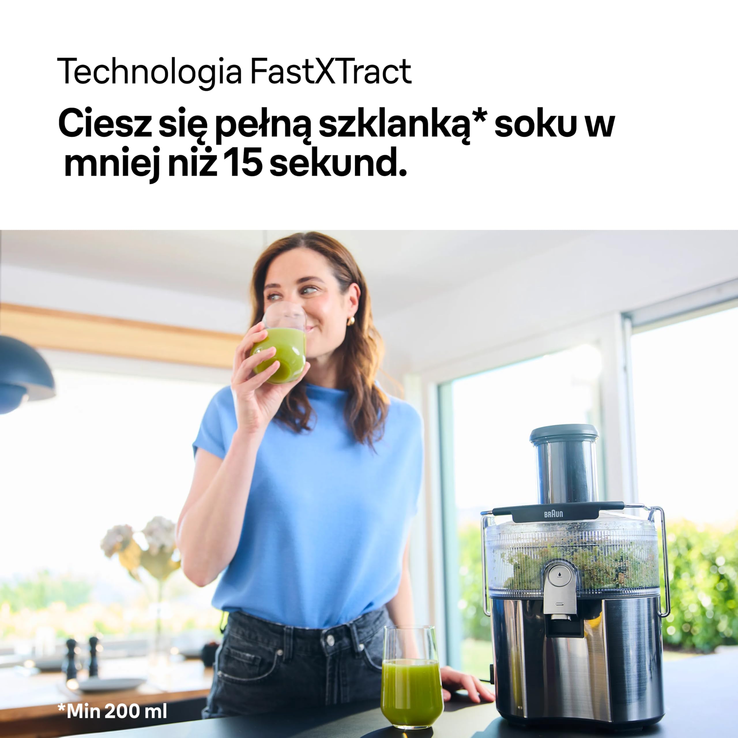 Braun MultiJuice 7 SJ7000, Sokowirówka z Technologią ColdXtract, Otwór Wlotowy 75 mm, Pojemnik 2 L, Blokada Kapania, Poczwórny System Bezpieczeństwa, Filtr Ze Stali Nierdzewnej, 1000 W, Szary
