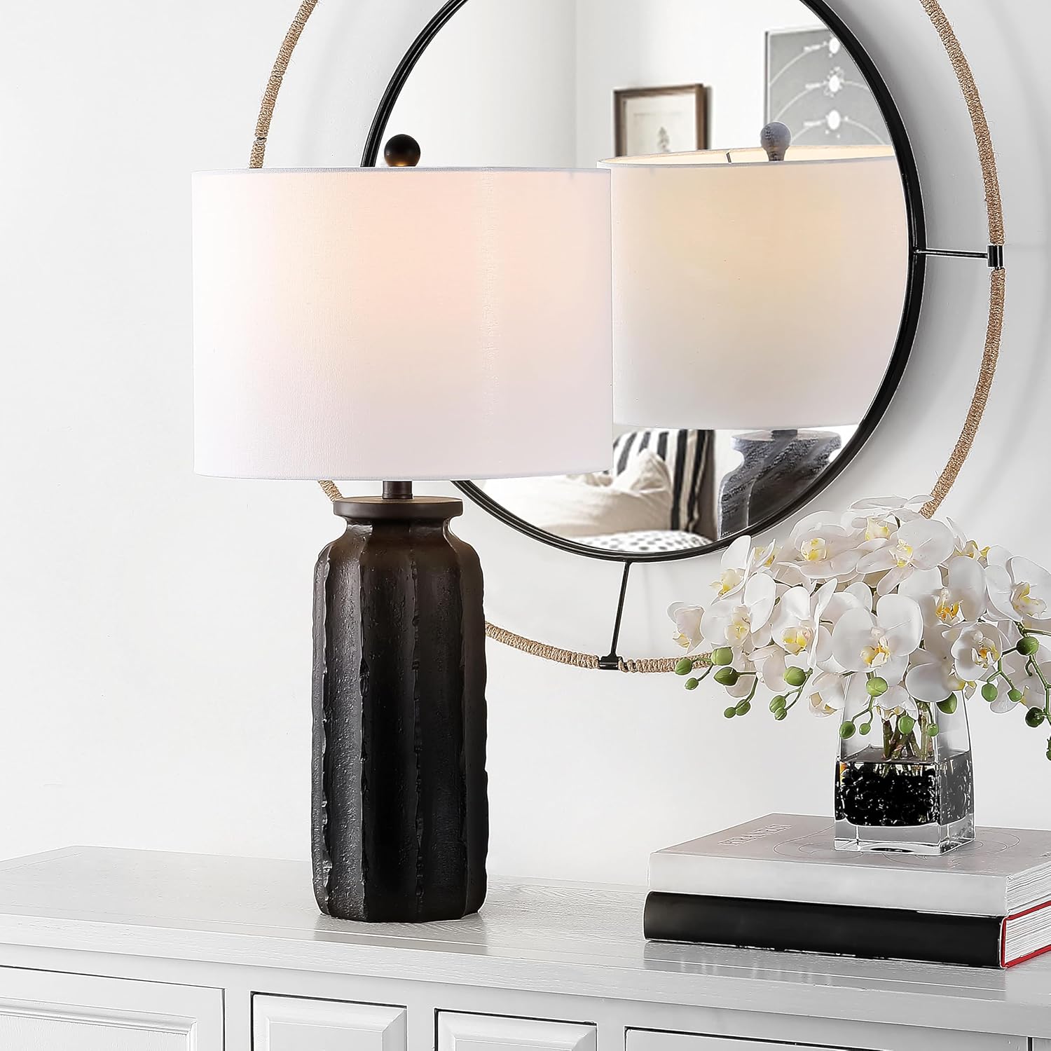 Candri 26" Ancient Inspirations Matte Black Table Lamp