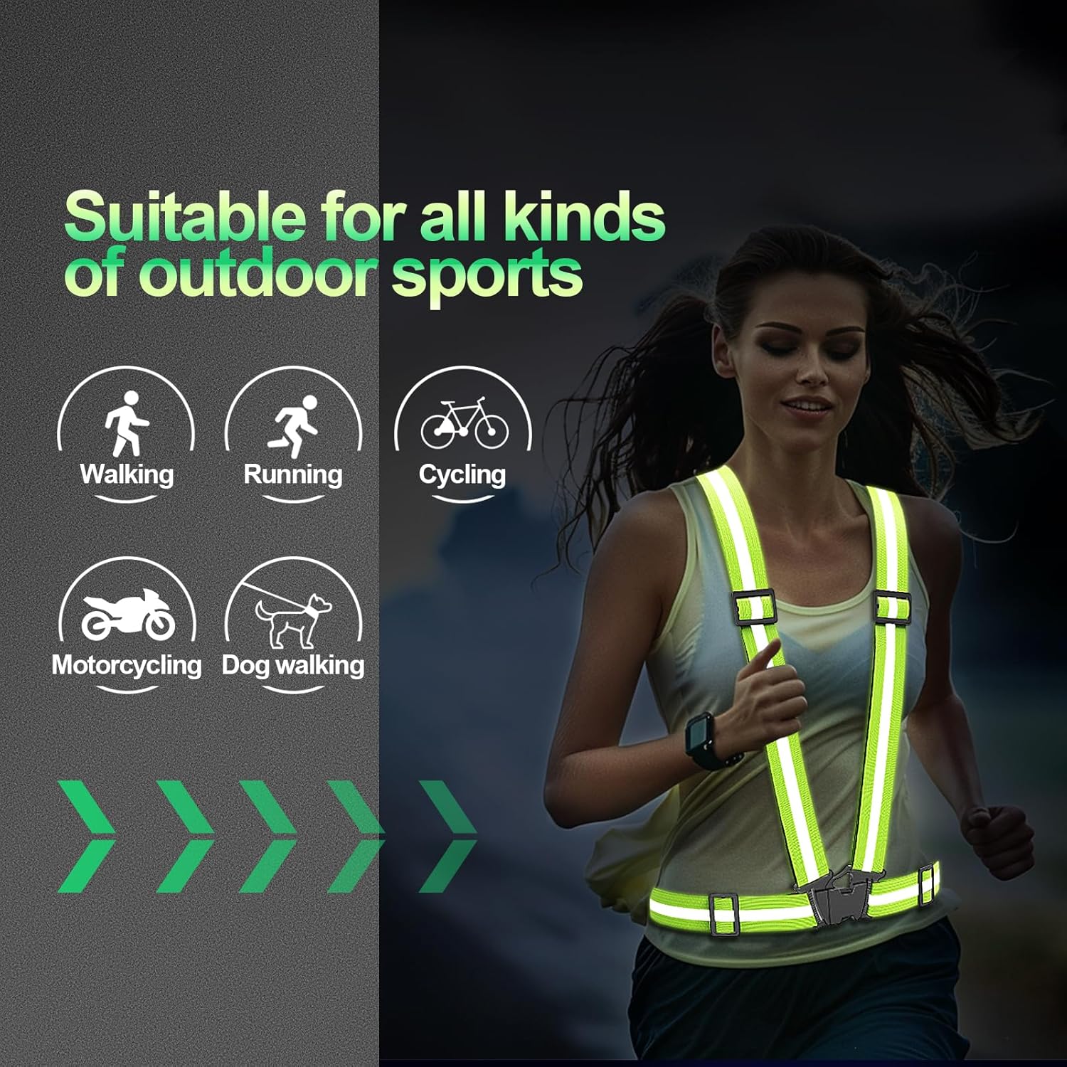 2 Packs Reflective Vest Running Gear, High Visibility Reflective Running Gear Adjustable Elastic Safety Vest for Night Jogging, Biking, Walking or Dog Walking, Running Vest for Men Women Children