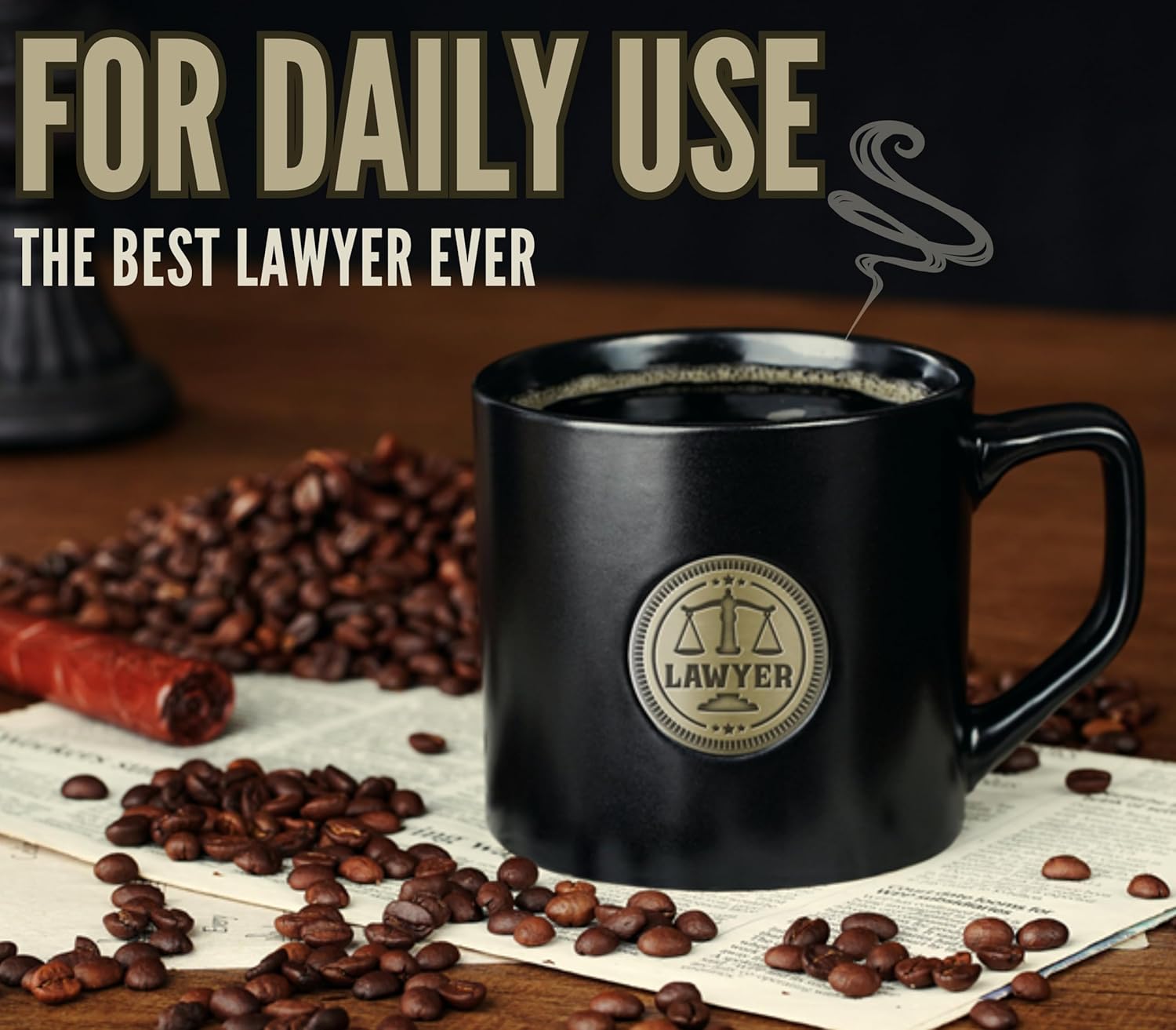 Onebttl Lawyer Gifts Coffee Cup for Men and Women, Ceramic Mug with Golden Badge, 15oz/450ml Mug for Birthday, Christmas, Retirement - Lawyer - Image 4