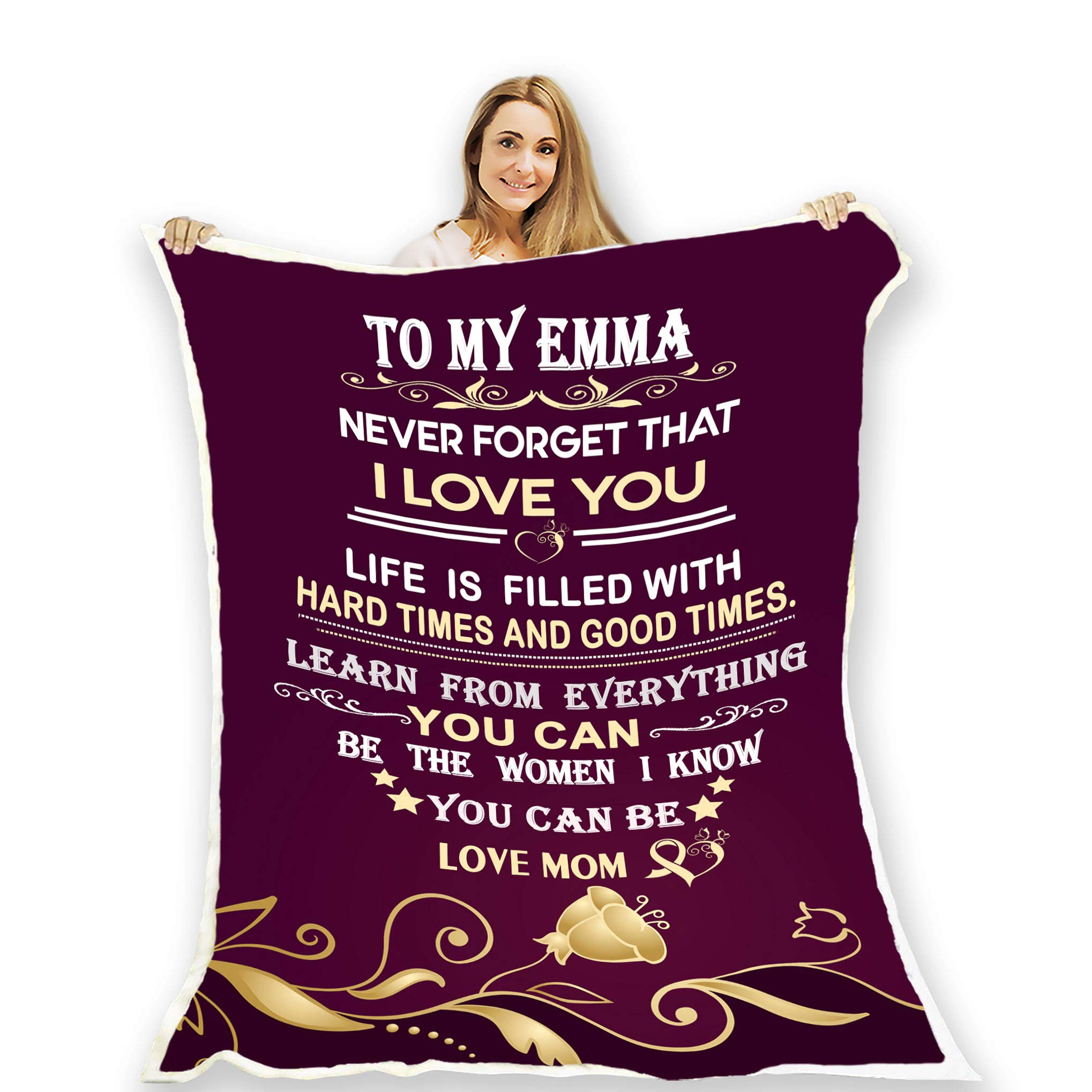 Customized Blanket for Daughter with her Name, I Love You Quilt Fleece Throw Blankets Comforters, Christmas, Birthday, Gifts from Mom, Personalized Blanket from Mom 60x80.