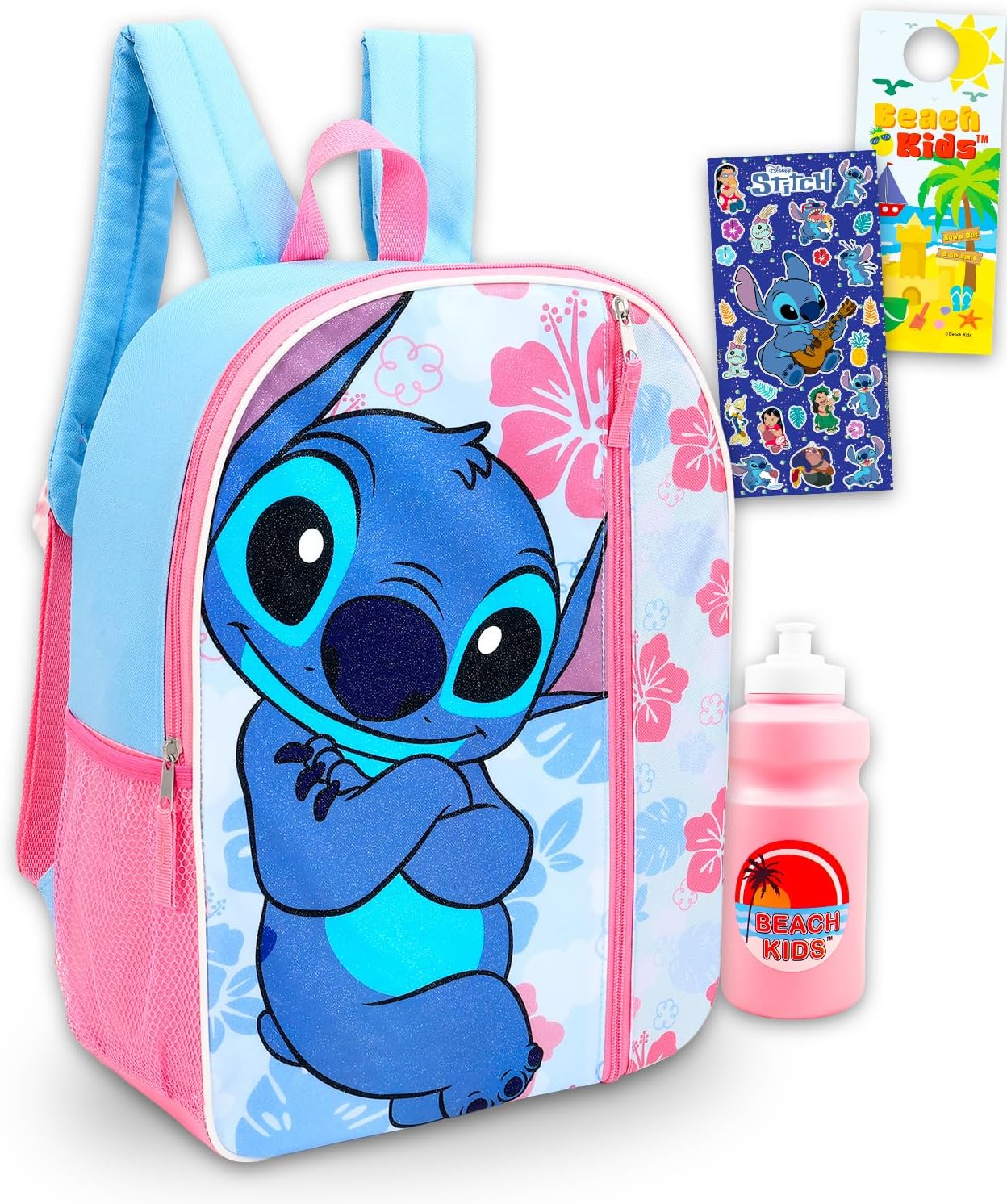 Lilo and Stitch Backpack for Girls - Bundle with 16" School Bag, Water Bottle, Stickers, More | Stitch School Backpack for Kids Set