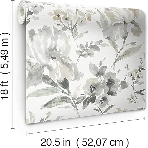 Miniatura 5 de RoomMates RMK12297PL Iris - Papel tapiz para despegar y pegar, color gris