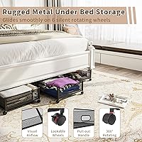 Vista 4 de Under Bed Storage on Wheels, Upgraded 31.5 inch Large Rolling Under Bed Storage, Metal Foldable Underbed Drawers Organizer Tool-free Assembly