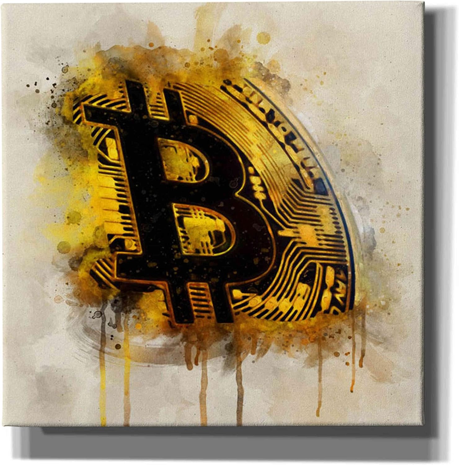 Epic Graffiti 'Bitcoin Era in Gold' by Surma and Guillen, Canvas Wall Art, 12"x12"
