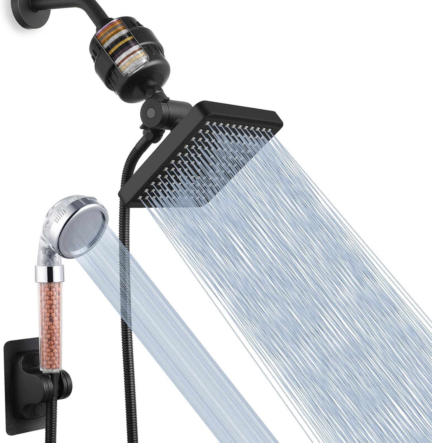 Voolan Filtered Shower Head, High Pressure Rain Shower with Handheld Shower Filter Combo with