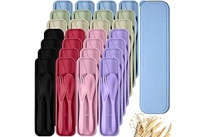 Yahenda 28-Piece Eco-Friendly Reusable Travel Utensil Set, (Assorted Colors)