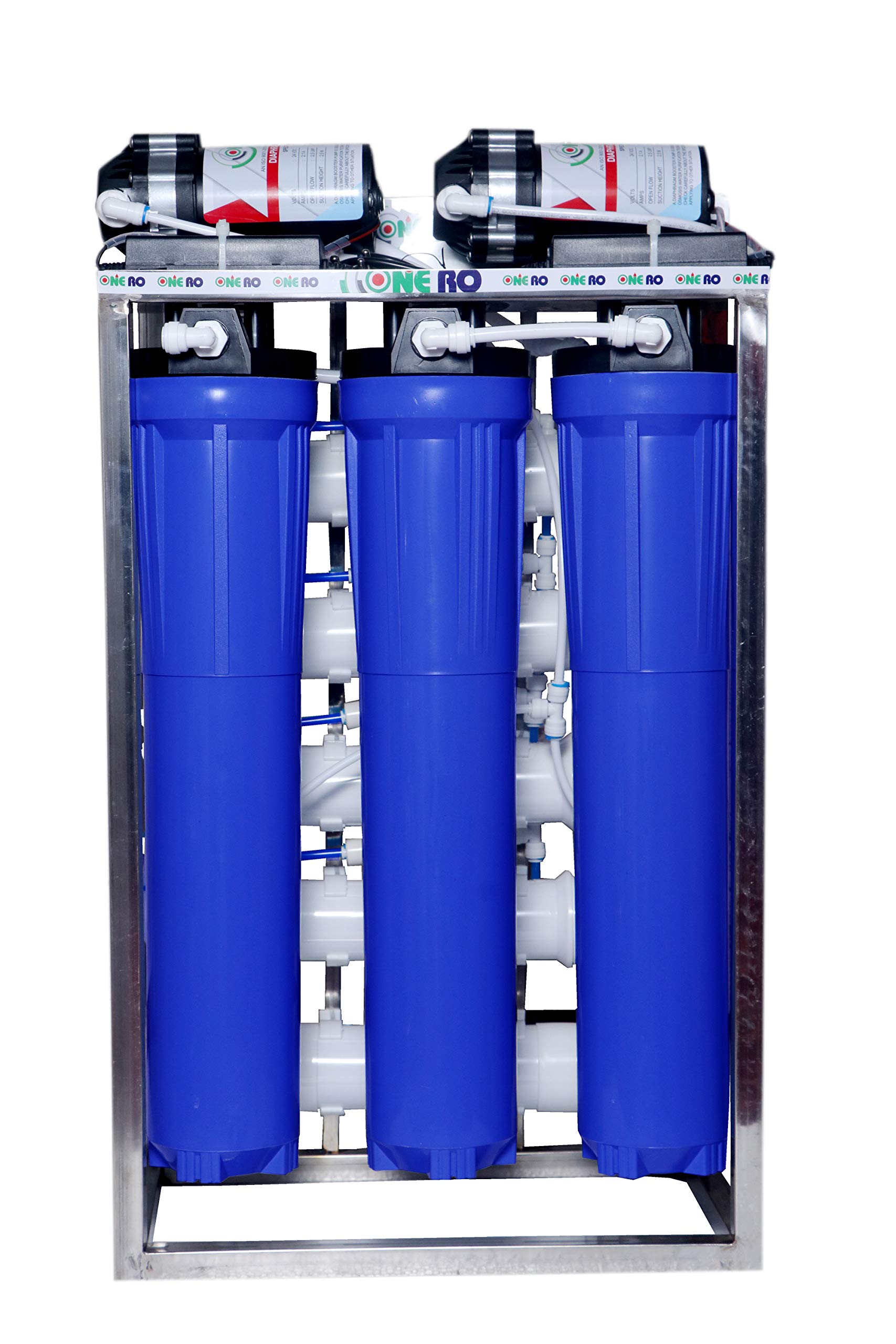 ONE RO 50 LPH commercial RO + UV water purifier Plant 50 Liter Per Hour Blue Stainless steel Full Automatic With TDS Adjuster