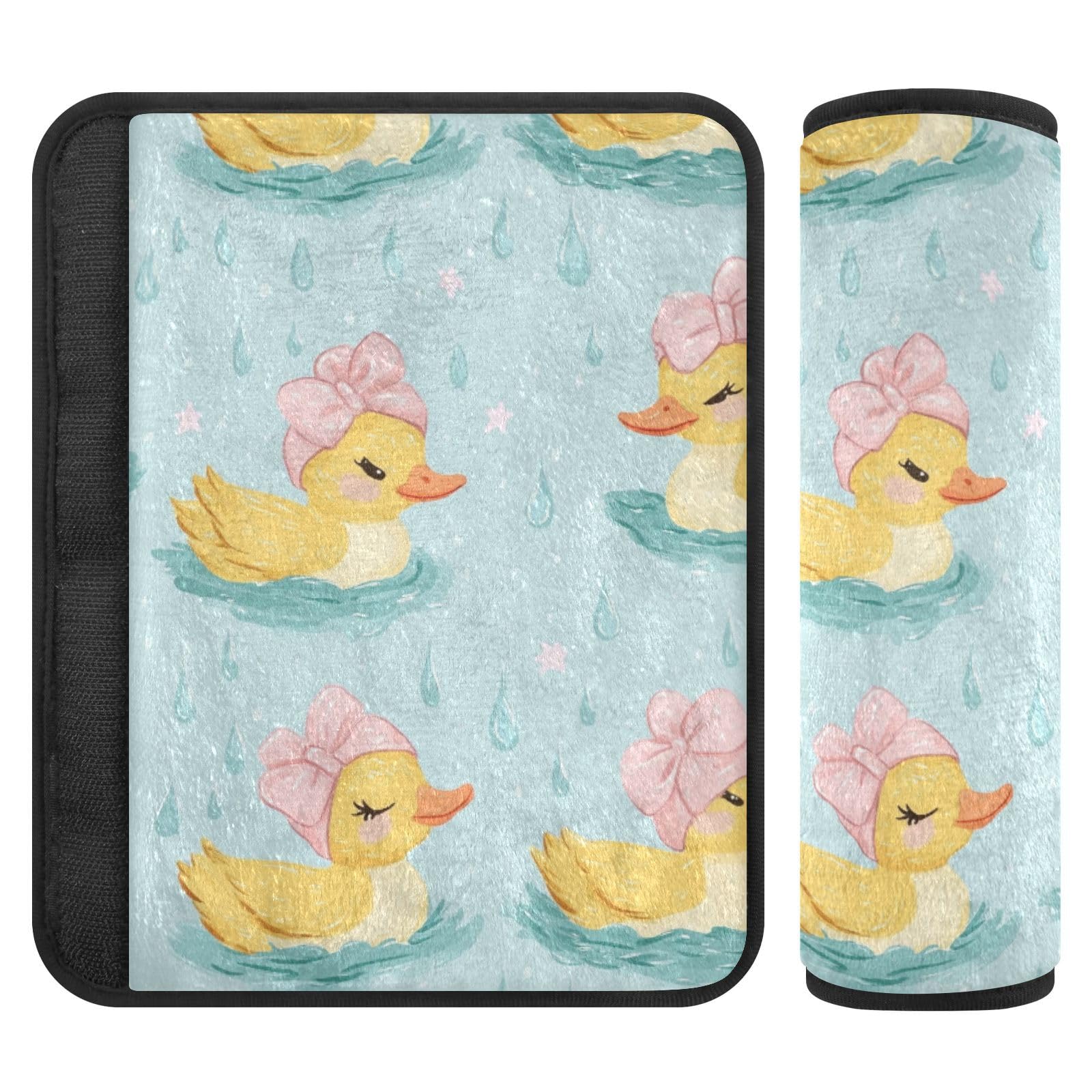 Seat Belt Covers 2 Pack Ducks Pink Headbands Car Seat Strap Covers Super Soft Bows Raindrops Car Seat Neck Cover for Boys Girls Adults Babies M