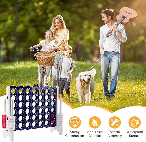 Miniatura 7 de KOTEK Juego gigante de 4 en fila, 3.5 pies de alto, juego divertido familiar de 4 en puntuación con deslizadores de liberación rápida y 42 anillos