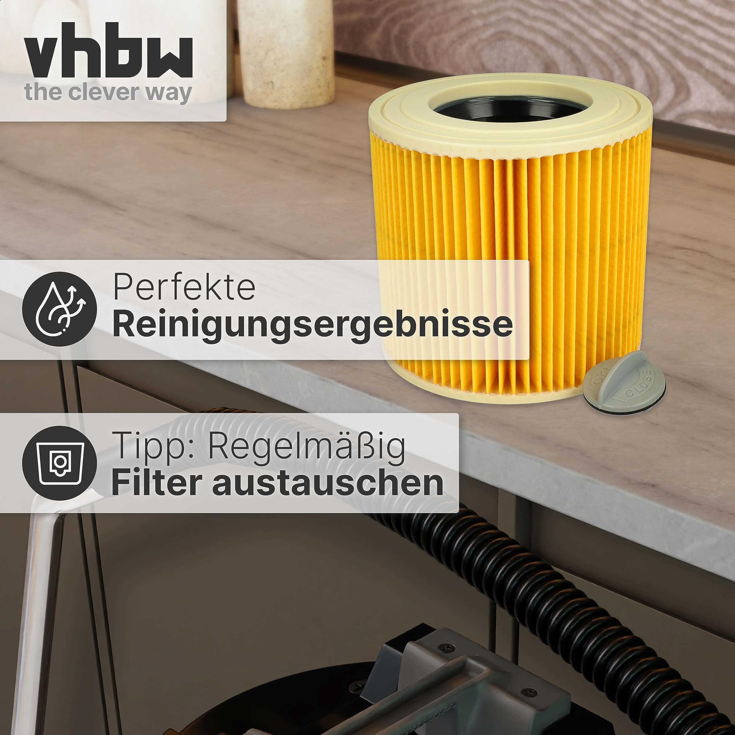 vhbw 10x Faltenfilter kompatibel mit Kärcher NT 27/1 ME Professional | NT 48/1 TE Professional Staubsauger - Patronenfilter Gelb