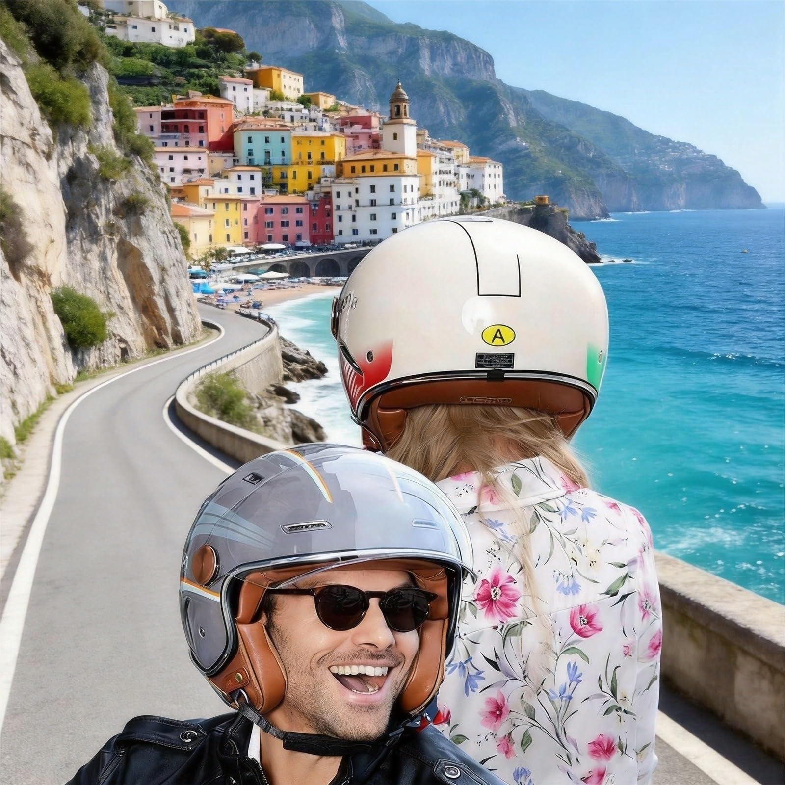 Frontier 3/4 Kask Motocyklowy Otwarty Certyfikat Atest ECE 22.06 Dopuszczony do Ruchu Skorupa ABS Szybkie Zapięcie Podwójna Visiera Matowy Czarny z Ochroną Przeciwsłoneczną Multi-Wentylacja
