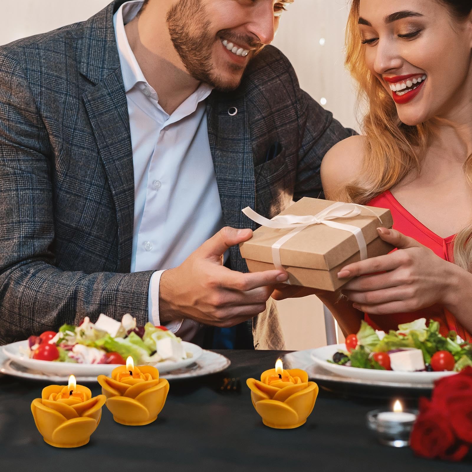 Rosse teaalight Candles | Rosse Shaped Candle Flowers | Valentine's Day Scented Candles | Romantic Soy Wax Aesthetic Decorative Candle | Rosse Flower Shape Candle for Women Valentine Birthday