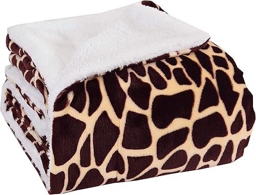 Elegance Linen MicroMinkSherpa - Manta suave de lujo de 50 x 60 pulgadas, jirafa