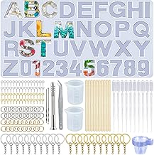 Epoxy Resin Moulds, Silicone Mould, Letter, Casting Resin Moulds Set, Alphabet Number Jewellery, Epoxy Resin Silicone Mould with Key Ring, Letter Moulds for Resin, DIY Crafts, Pendant, House Number
