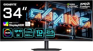 Gigabyte MO34WQC36 34” WQHD Curved Gaming-Monitor - 3440 x 1440, 360Hz, 0.03ms, KVM, 300 cd/m², FreeSync Premium Pro, DisplayHDR True Black 500, HDMI 2.1, DisplayPort 2.1