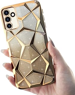 دلـع موبايلك جراب متوافق مع سامسونج جالاكسي A35 شبكة الجيل الخامس 5G، غطاء شفاف لامع متدرج، مصنوع من السيليكون والبولي يوريثين الحراري الناعم لحماية الكاميرا مضاد للصدمات للنساء والفتيات - ذهبي