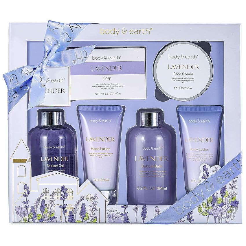 Immagine del prodotto Body & Earth Set Crema Regalo Donna Mamma 5 PCS, Regalo Donna Compleanno, Regalo Festa Della Mamma, Confezione Idee Regalo Donna San Valentino (LavandaA)