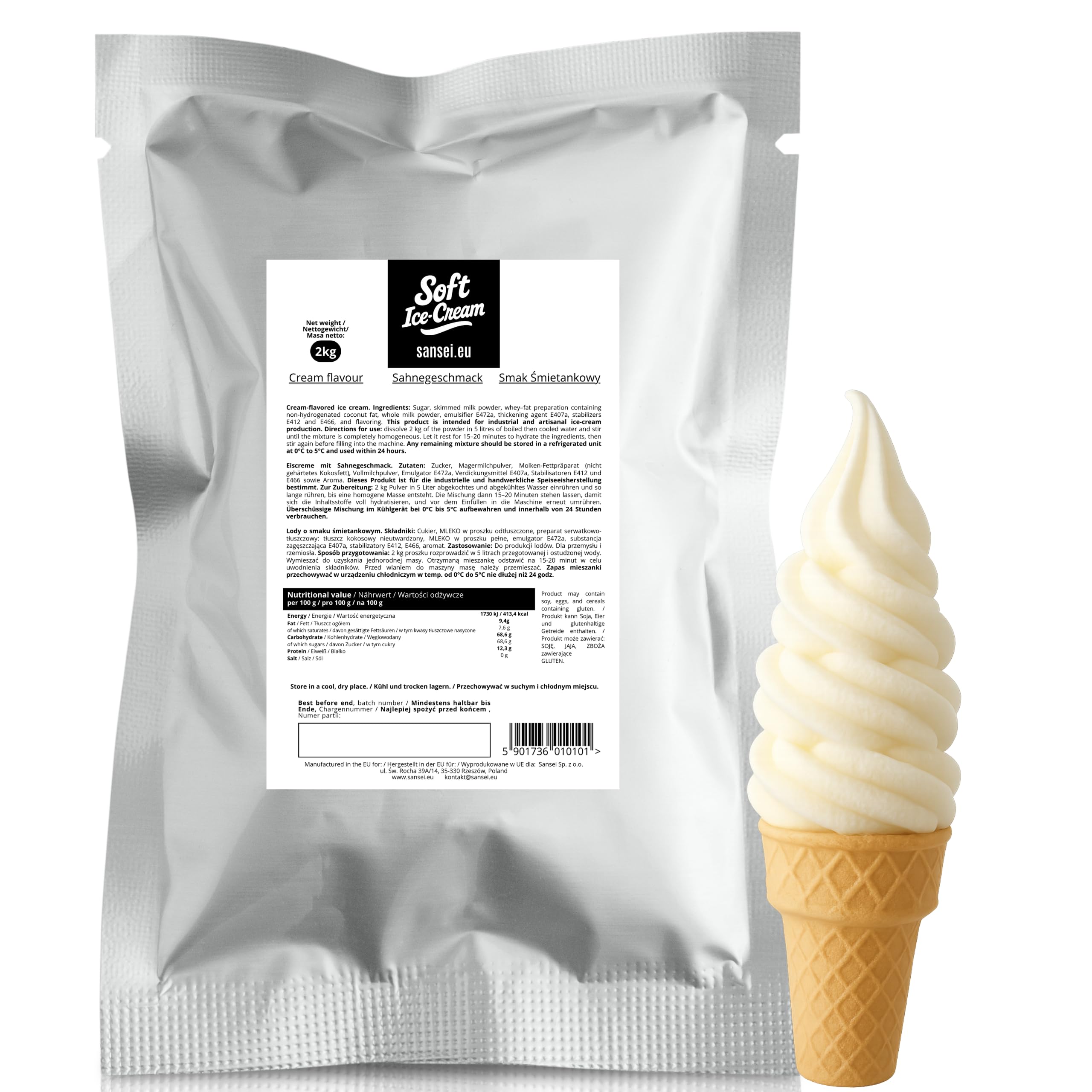 Lody Włoskie Śmietankowe mieszanka w proszku 2kg, Wysoka Jakość i Wydajność