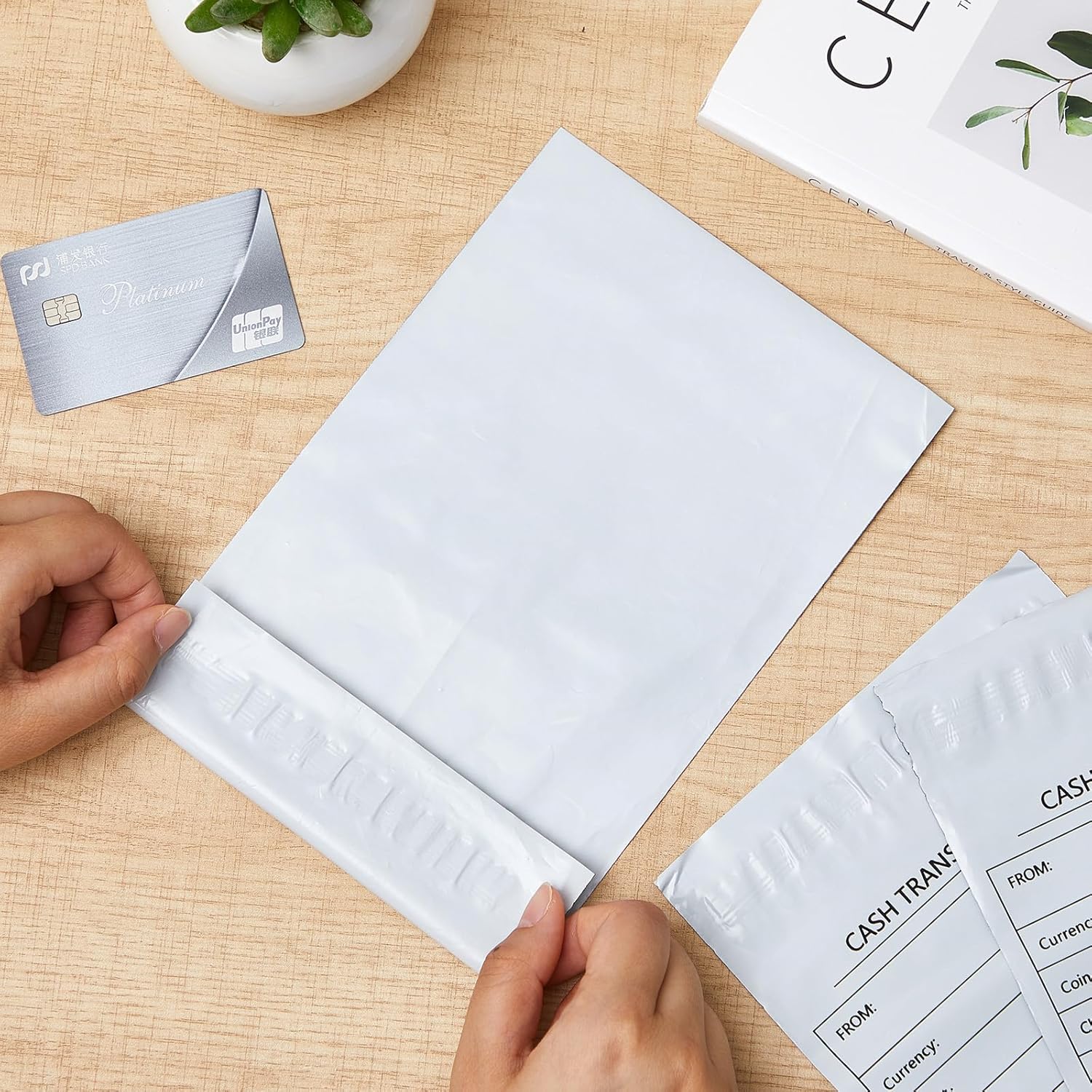 Lewtemi 300 Pieces 6 x 9 Inch Bank Deposit Cash Transmittal Bags Tamper Evident Security Pocket Self Adhesive Polyurethane Bags Audit Friendly for Bank Currency, Checks Receipts(Opaque) - Image 4