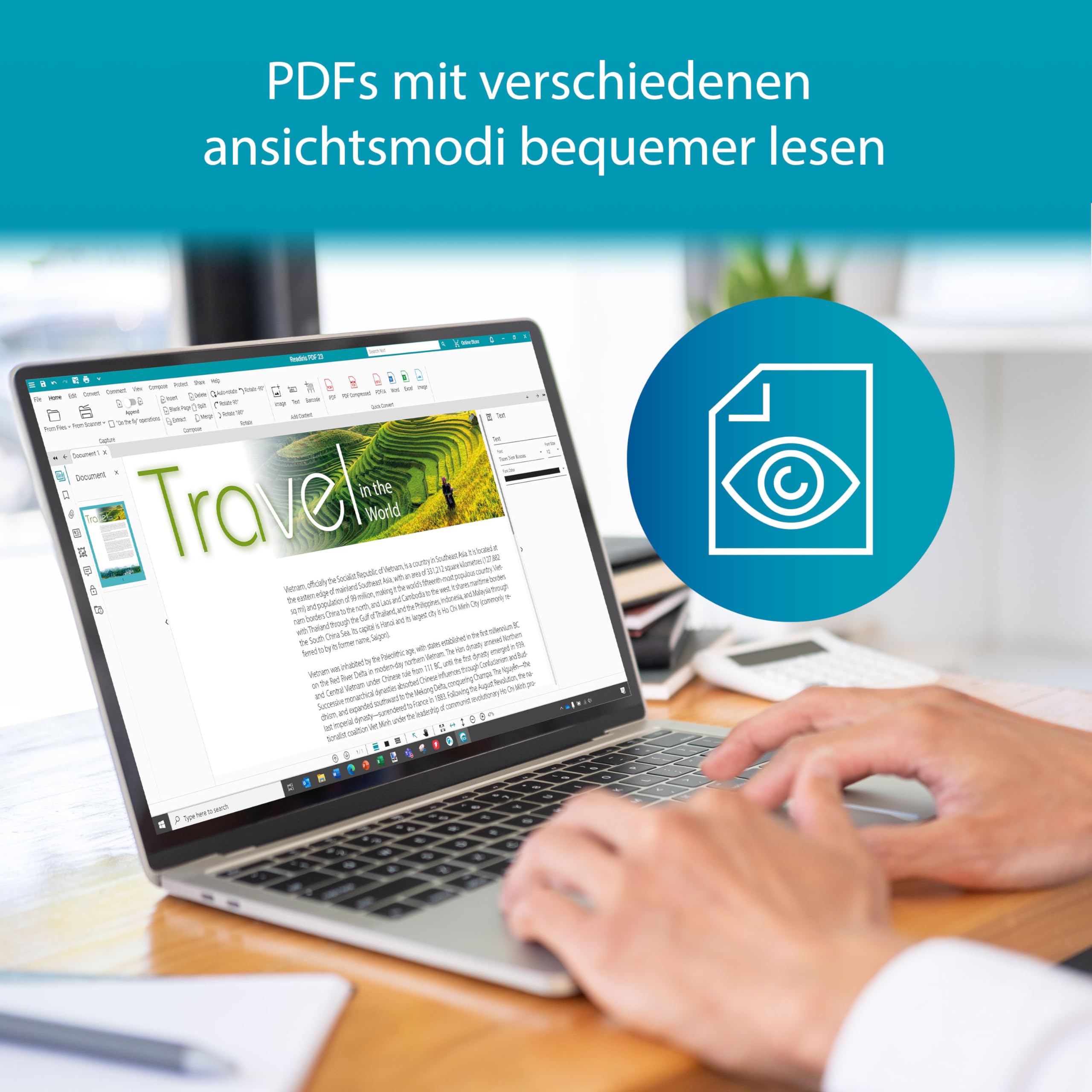 Readiris PDF Standard PDF-Software für Windows 11 mit Dauerlizenz, PDFs bearbeiten, konvertieren, kommentieren und schützen, ideal für Büros und Home Offices