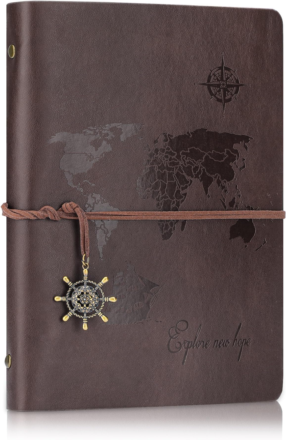 A5 Leather Notebook Travel Journal Notebook Vintage Diary Refillable 100 Sheets/200 Pages 80GSM Acid-Free Paper Best Gift Idea…