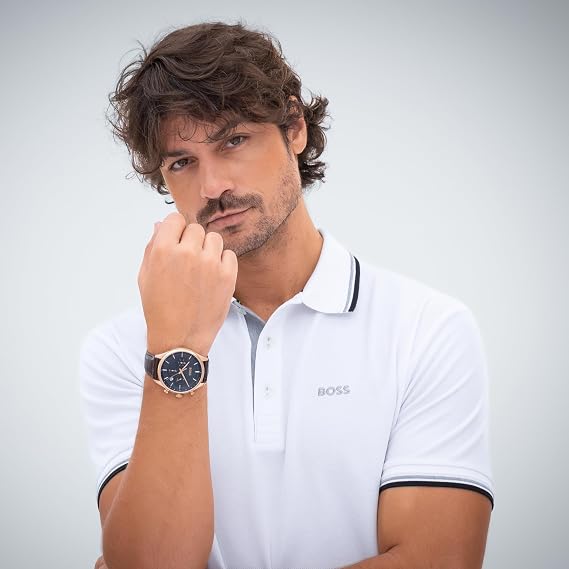 BOSS Chronograph Quartz Watch for Men Collection Gregor with Leather or Stainless Steel Bracelet