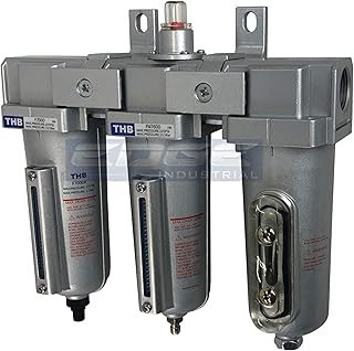 3 STAGE, INDUSTRIAL GRADE IN-LINE COALESCING FILTER & DESICCANT AIR DRYER COMBINATION WITH METAL BOWLS FOR SPRAY GUN EQUIPMENT PAINT BOOTH COMPRESSOR, PLASMA CUTTER (1/2" AUTO DRAIN)