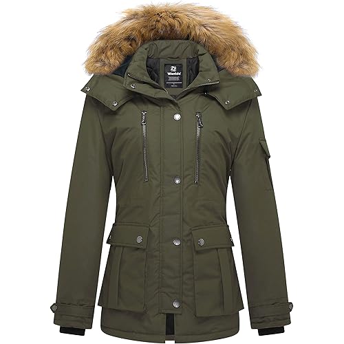 wantdo Women's Quilted Winter Coat Warm Puffer Jacket Thicken Parka with Removable Hood