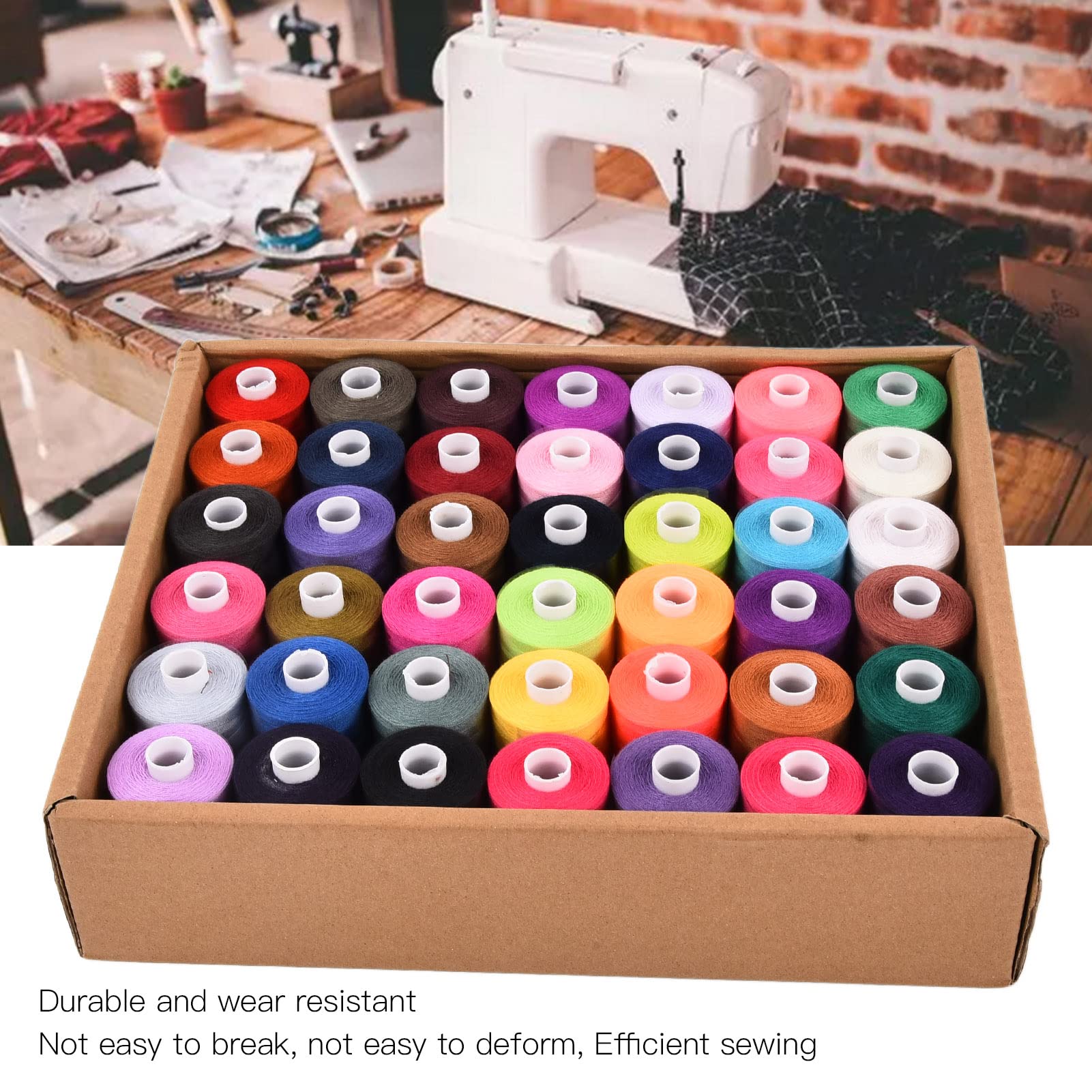 KIMISS Set di Fili da Cucito da 42 Colori - Bobine in Poliestere da 1.000 Iarde per e Cucito a Mano, Ideali per Progetti Fai da Te, Ricamo e Artigianato Assortiti