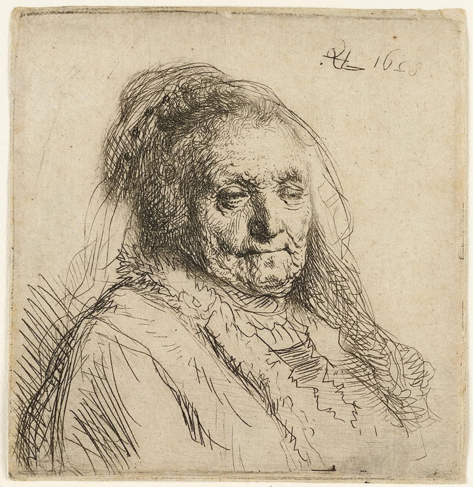 ARTXLXXBN Famous Art Print Poster Vintage Wall Art The artist's mother, head and bust by Rembrandt van Rijn Canvas Art Poster for Home Decor 60x90cm
