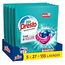 Bio Presto Power Caps Igiene & Freschezza, Detersivo Lavatrice Predosato In Capsule, Rimuove sporco e batteri, Confezione Da 135 Lavaggi